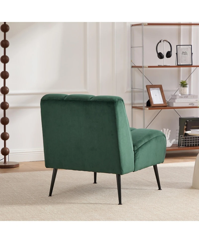 Streamdale Furniture Modern Green Velvet Accent Chair with Black Legs