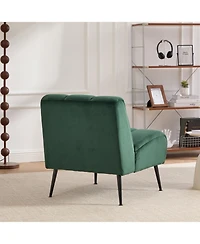 Streamdale Furniture Modern Green Velvet Accent Chair with Black Legs