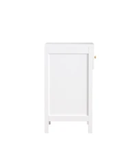 Streamdale Furniture White Nightstand with Drawer & Shelf, Scalloped Edge Bedside Table