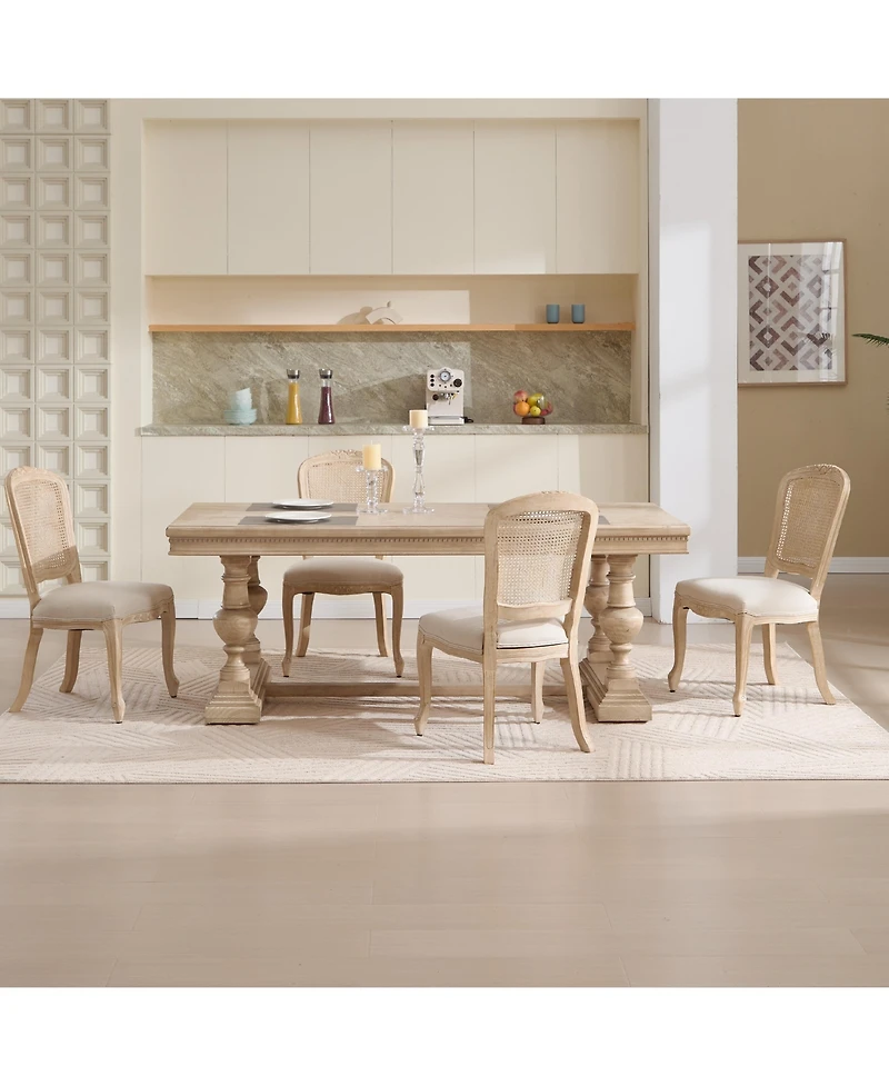 Streamdale Furniture Streamdale French Country Dining Chairs, Rattan Back, Set of 2