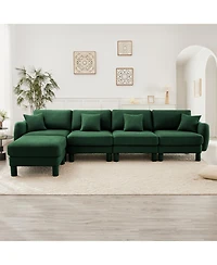 Streamdale Furniture Streamdale Boucle Convertible Sectional Sofa with Ottoman