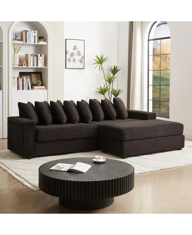 Streamdale Furniture Streamdale Corduroy L-Shaped Sectional Sofa with Chaise & Storage