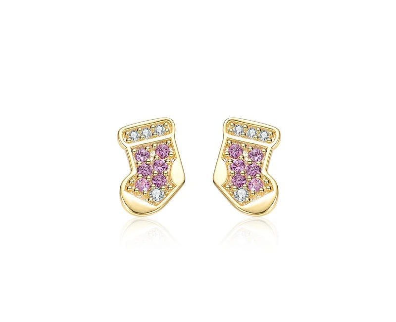 GiGiGirl Kids 14K Gold Plated Cubic Zirconia Socks Stud Earrings