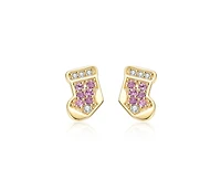 GiGiGirl Kids 14K Gold Plated Cubic Zirconia Socks Stud Earrings
