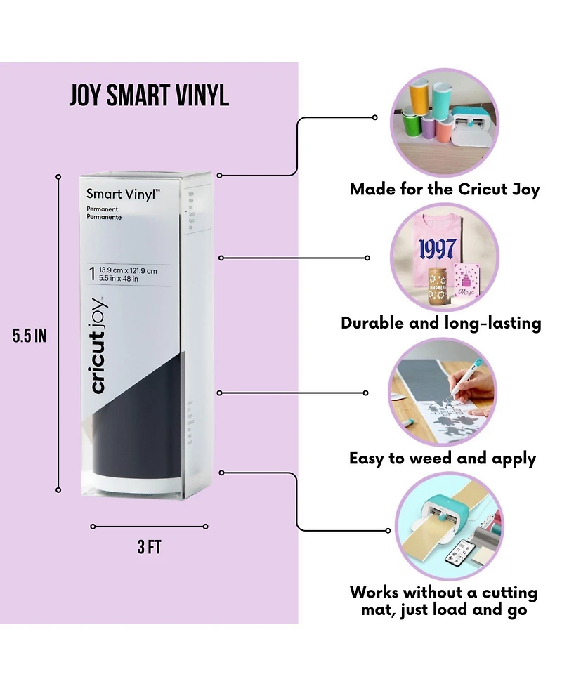 Cricut Joy Smart Machine and Diy Vinyl Decal Starter Bundle