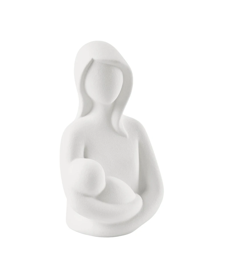 Danya B Hans White Abstract Mother Holding Baby Matte Ceramic Sculpture