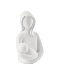 Danya B Hans White Abstract Mother Holding Baby Matte Ceramic Sculpture