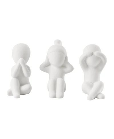 Danya B Hans White Abstract Three Wise Children Matte Ceramic Sculpture Set