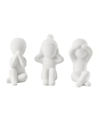 Danya B Hans White Abstract Three Wise Children Matte Ceramic Sculpture Set