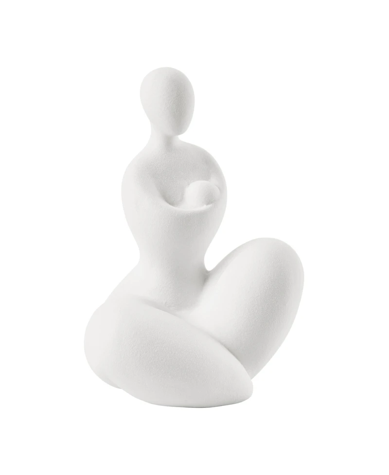 Danya B Hans White Abstract Mother Embracing Child Matte Ceramic Sculpture