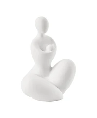 Danya B Hans White Abstract Mother Embracing Child Matte Ceramic Sculpture