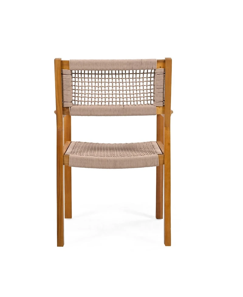 Streamdale Furniture Teak and Rope Dining Chairs (Set of 2) Sleek and Durable for Indoor or Outdoor Use