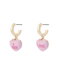 Betsey Johnson Pink Sweetheart Charm Huggie Earrings