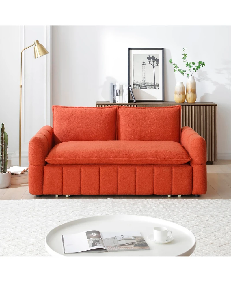 Streamdale Furniture Streamdale Sleeper Sofa Bed with Teddy Chaise - Orange