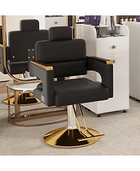 Streamdale Furniture Hydraulic Barber Chair - 360 Swivel, Reclining, Black & Gold