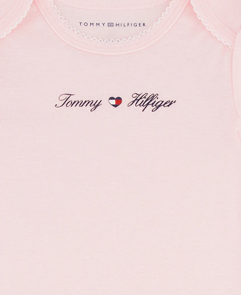 Tommy Hilfiger Baby Girls' Flag Heart Print Bodysuits and Leggings, 3-Piece Set