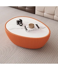 Streamdale Furniture Streamdale Light Marble Top Leather Modern Sofa Table