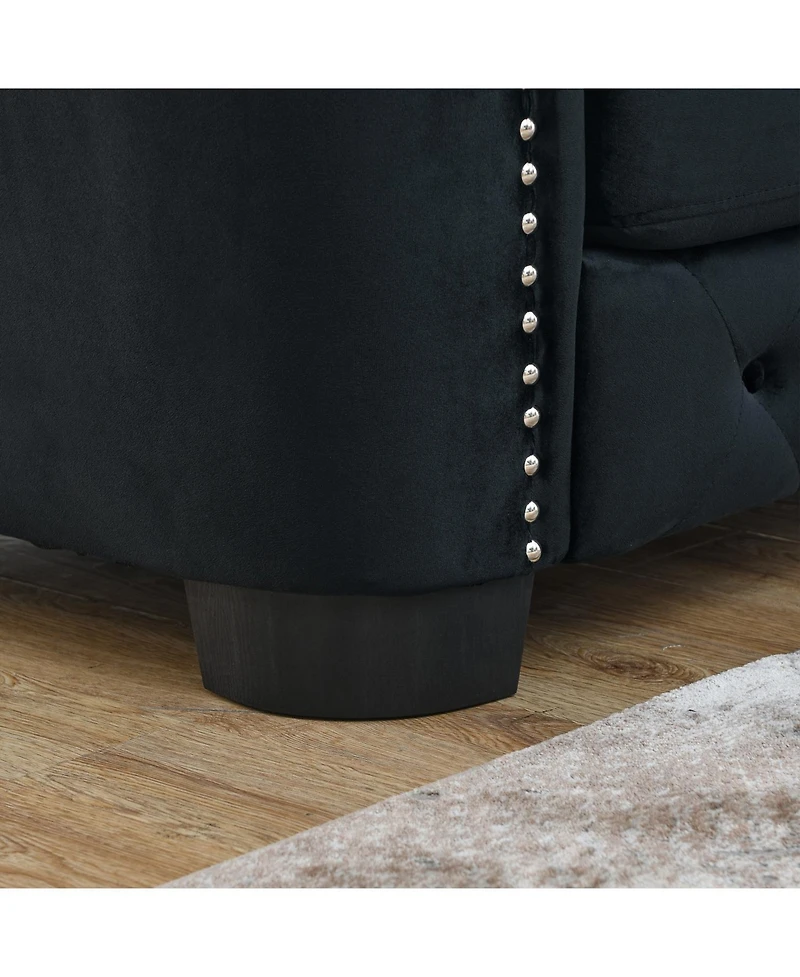 Streamdale Furniture Streamdale 3-seater + 3-seater Combination sofa.Velvet black