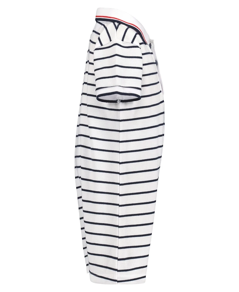 Tommy Hilfiger Baby Boys' Striped Pique Knit Collared Polo Shorts Romper