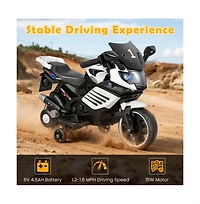 Hongge Kids Electric Ride On Motorcycle with Training Wheels and Realistic Driving Features
