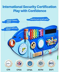 Mecale Orca Activity Wall Busy Board, Montessori Sensory Wall Panel with 12 Activities for Kids Ages 3–12, Learning Play Center