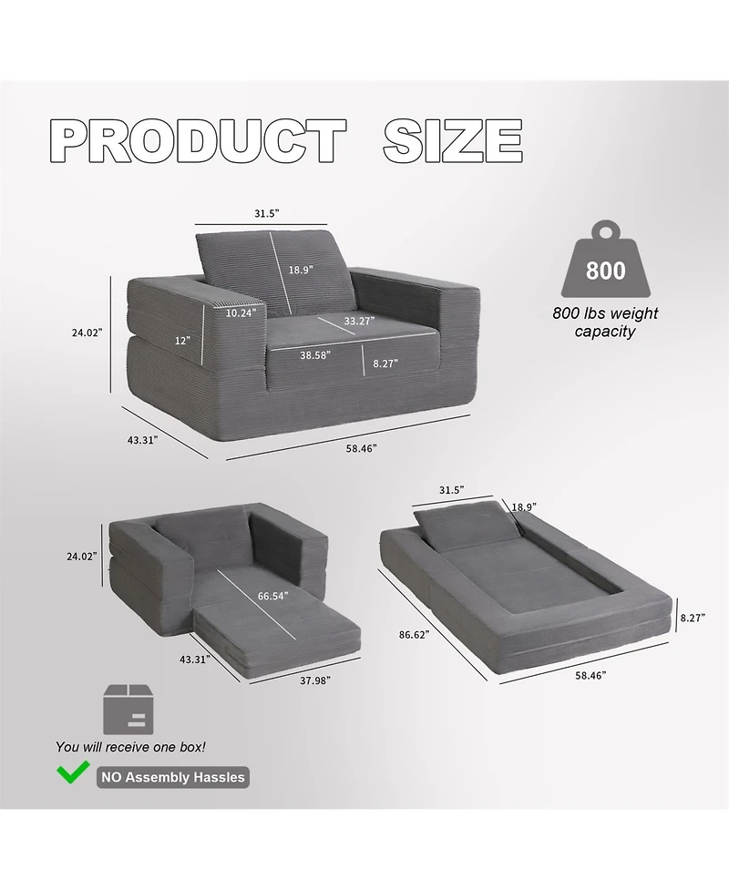 Aostirmotor Compression Dog Sofa Bed Modern Floor Couch With Pillow for Living Room Bedroom