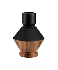 Danya B Milo Diamant Reverse Hourglass Two Tone Tabletop Vase - Black and Walnut