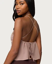 Edikted Women's Sorina Embellished V Neck Top