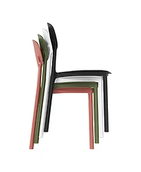 WestinTrends 5-Piece Indoor Outdoor Metal Round Patio Dining Table Set With Stackable Resin Patio Side Chairs