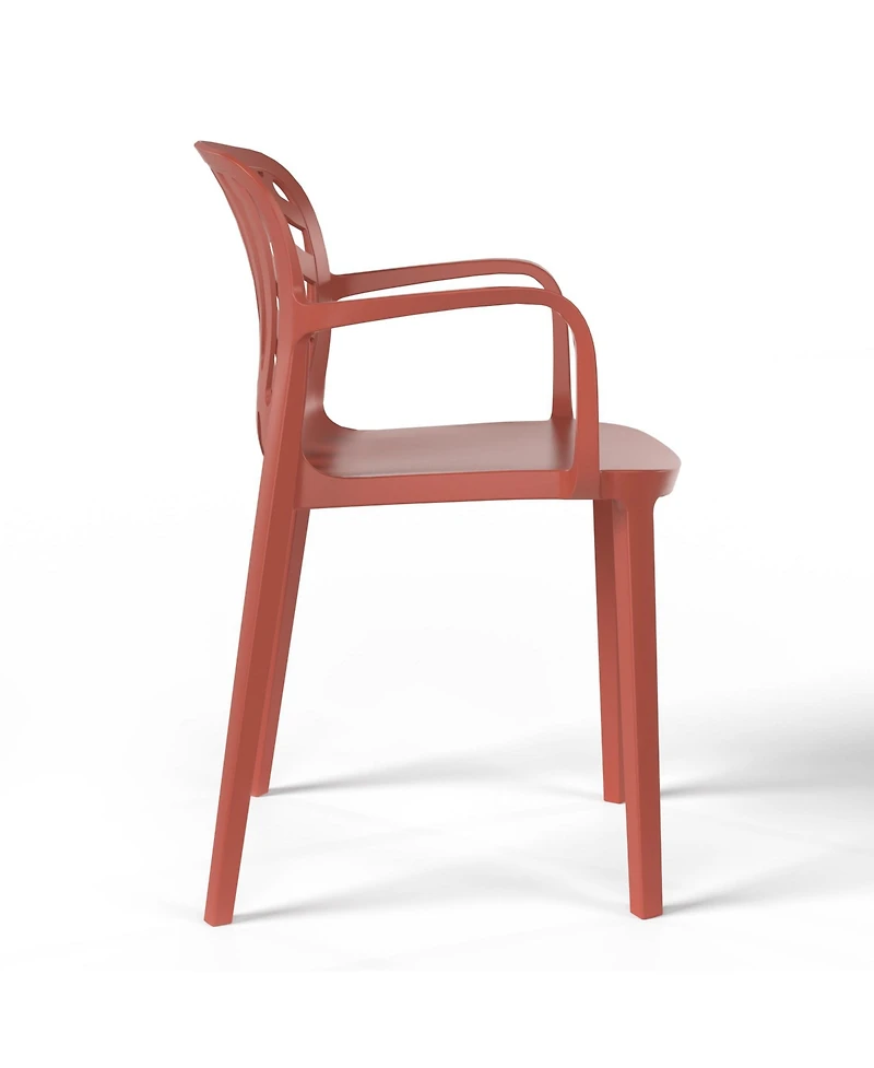 5-Piece Outdoor Indoor Metal Patio Dining Table Set With Stackable Patio Arm Chairs