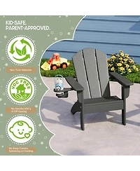 WestinTrends Kids Outdoor Hdpe Plastic Adirondack Patio Chairs with Cup Holders (Set of 2)