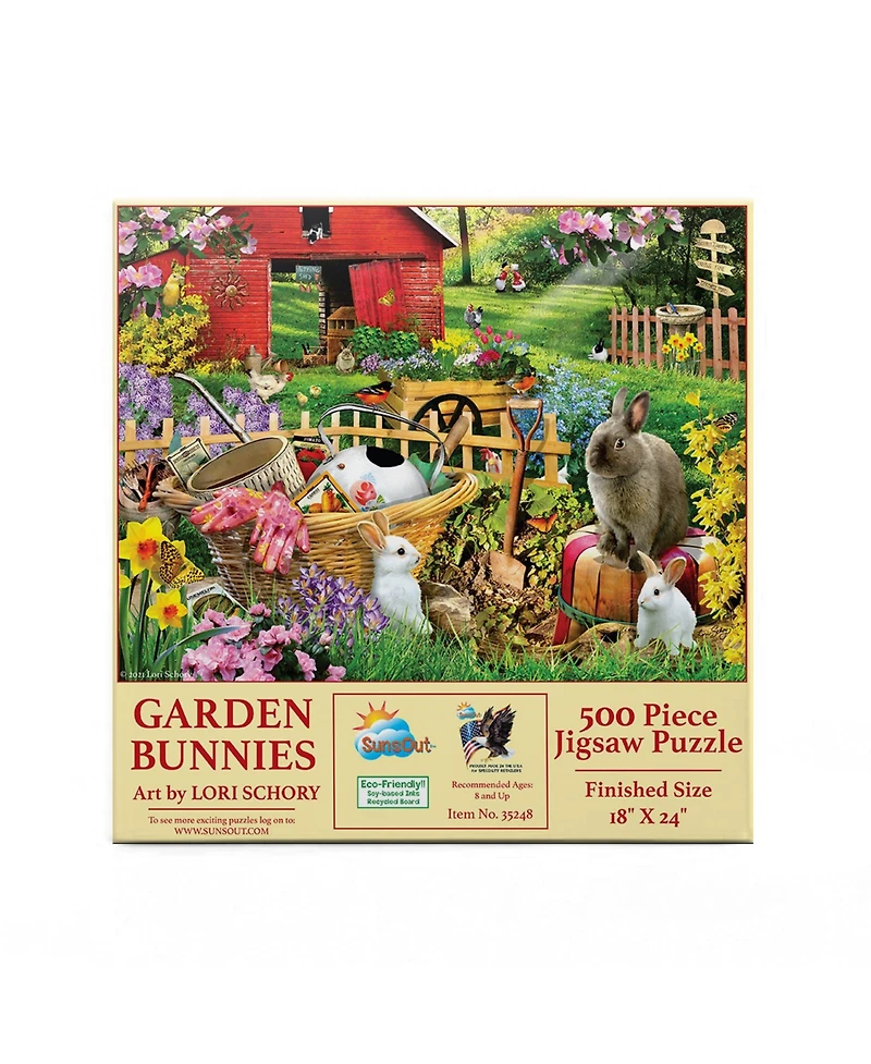 SunsOut Garden Bunnies 500 piece Jigsaw Puzzle for Adults Easter