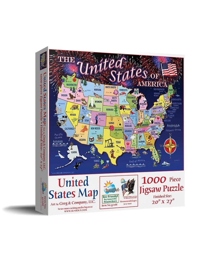 SunsOut United States Map 1000 piece Jigsaw Puzzle for Adults Fourth of July