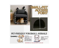 Cesicia Bunny-Ear Pet-Friendly Armchair Sofa Chair with Side Pocket, Scratch-Resistant Fabric, Built-in Cat & Dog Hideaway