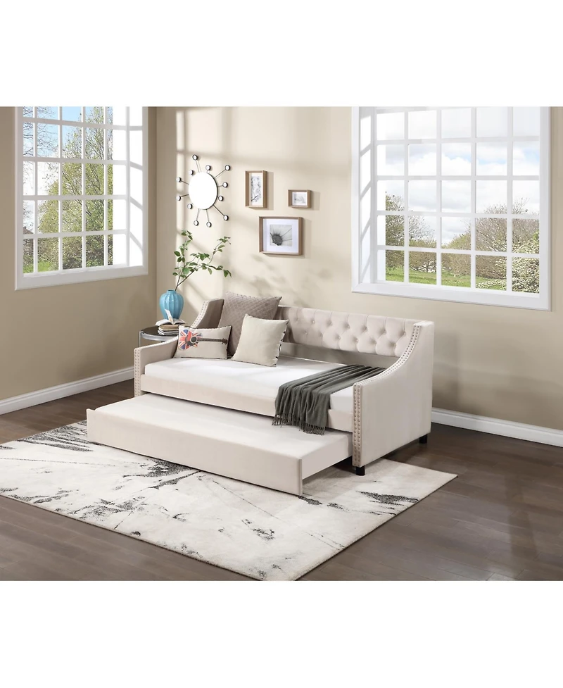 Streamdale Furniture Full Size Wood Daybed with Hideaway Trundle for Kids/Guest Room