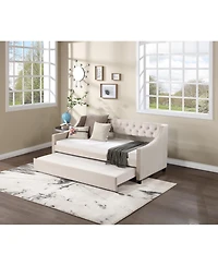 Streamdale Furniture Full Size Wood Daybed with Hideaway Trundle for Kids/Guest Room