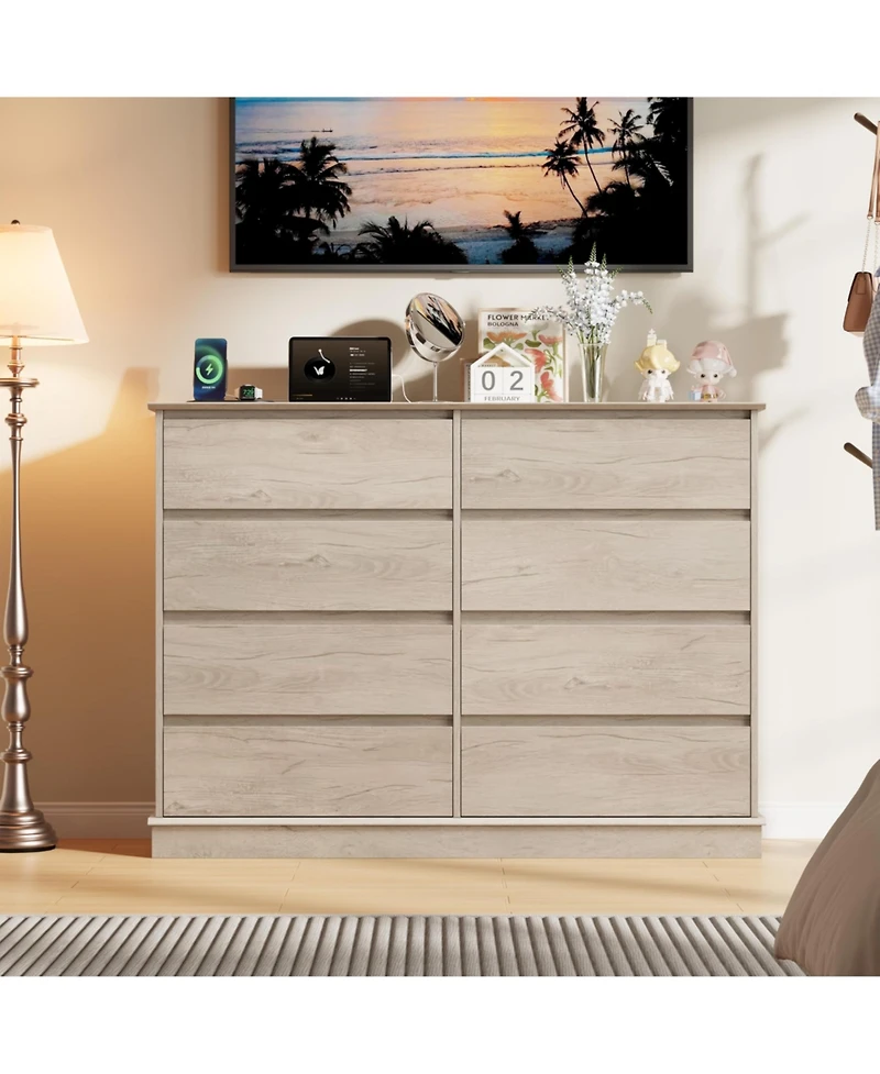 gaomon 8 Drawer Dresser for Bedroom, Wide Wooden Chest of Drawers with Top