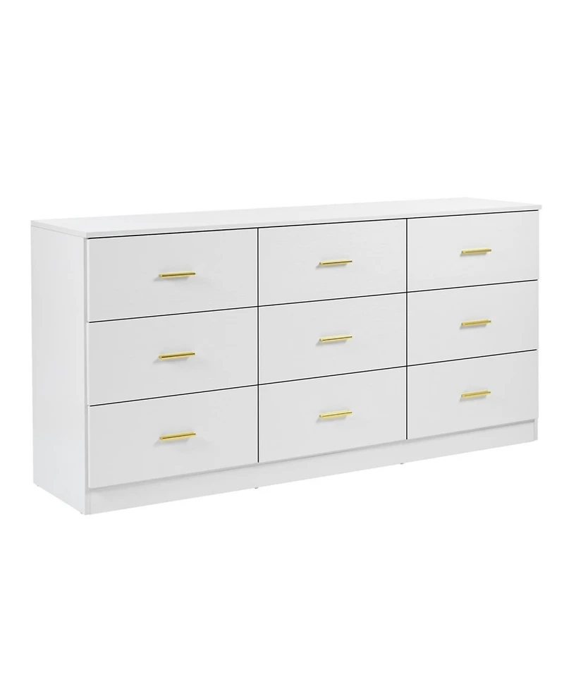Streamdale Furniture Modern White 9-Drawer Dresser - Ample Storage