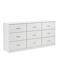 Streamdale Furniture Modern White 9-Drawer Dresser - Ample Storage