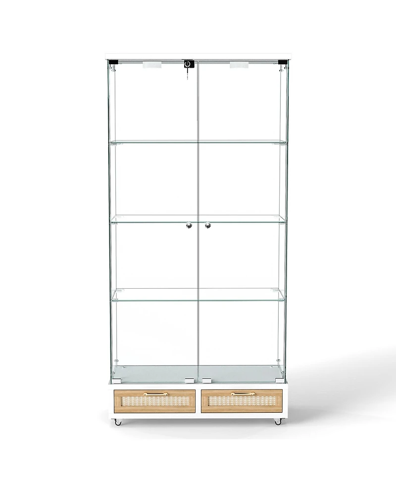 Streamdale Furniture Streamdale Modern Glass Display Cabinet w/ Drawers & Led Lights