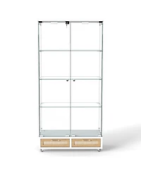 Streamdale Furniture Streamdale Modern Glass Display Cabinet w/ Drawers & Led Lights