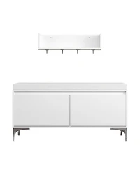 Streamdale Furniture Streamdale Entryway Shelf with Hooks, Bench & Shoe Cabinet Set