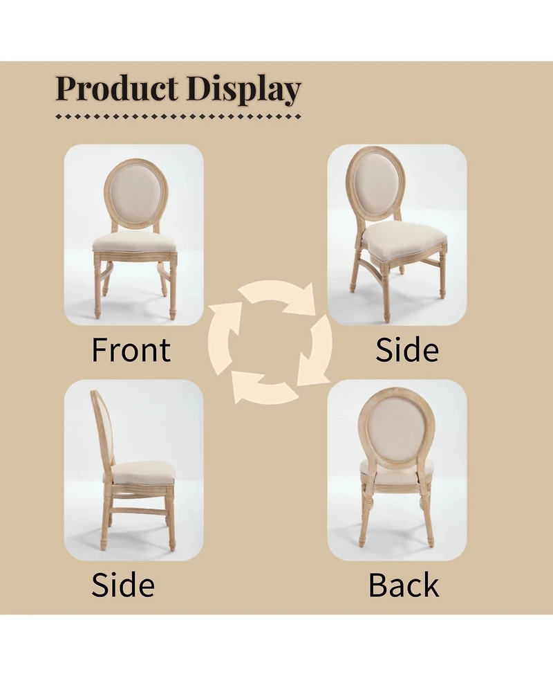 Streamdale Furniture French Country Upholstered Dining Chairs, Set of 2, Beige