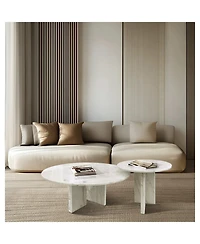 Streamdale White Marble Coffee Table Set - Living Room Tables