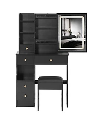 Streamdale Furniture Led Mirror Vanity Table with Stool