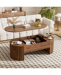 Streamdale Furniture 47.2" Lift Top Coffee Table w/ Hidden Compartment, Modern Oval