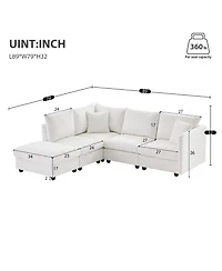 Streamdale Modern Modular Sectional Sofa w/ Ottoman & Pillows