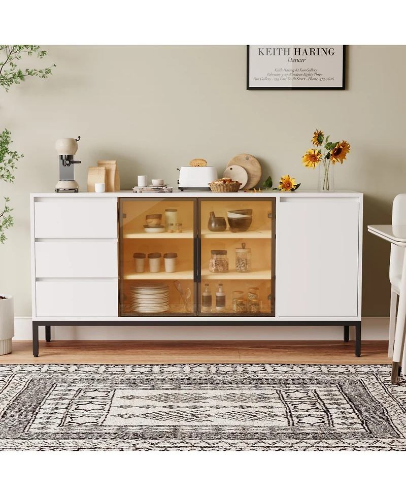 Streamdale Furniture Buffet Cabinet with Storage White