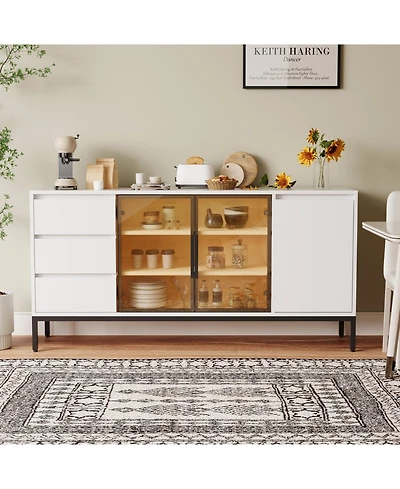 Streamdale Furniture Buffet Cabinet with Storage White