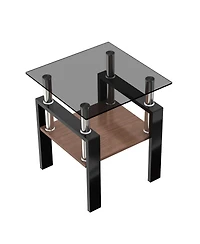 Streamdale Furniture 2 Modern Glass Tea/Coffee Tables, Gray/Black